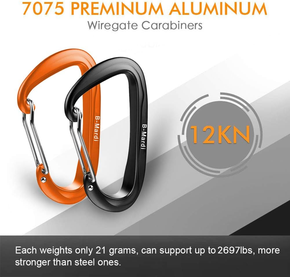 Heavy Duty Locking Carabiner Clips - Ultra Lightweight 12KN (2697 lbs) for Camping, Hiking, Hammocks, and More - Perfect for Outdoor Adventures and Everyday Use