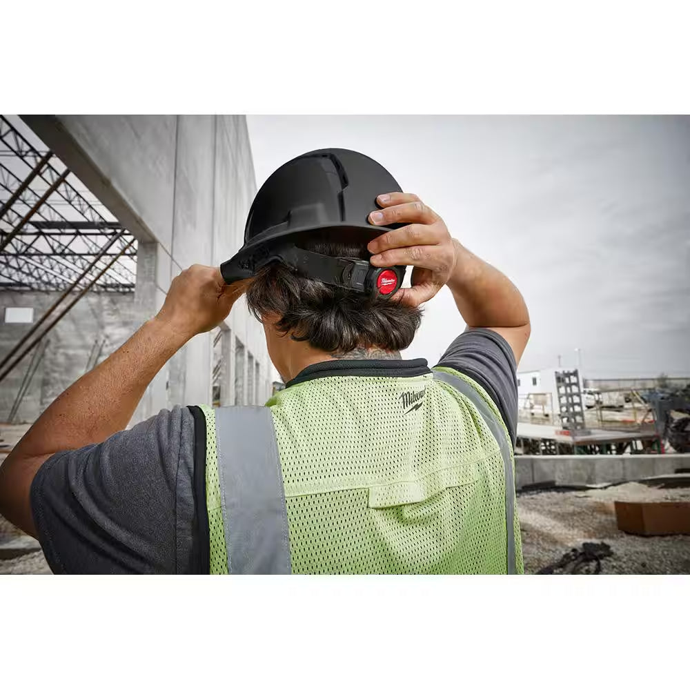 BOLT White Type 1 Class C Front Brim Vented Hard Hat with 4-Point Ratcheting Suspension with BOLT Mesh Full Faceshield