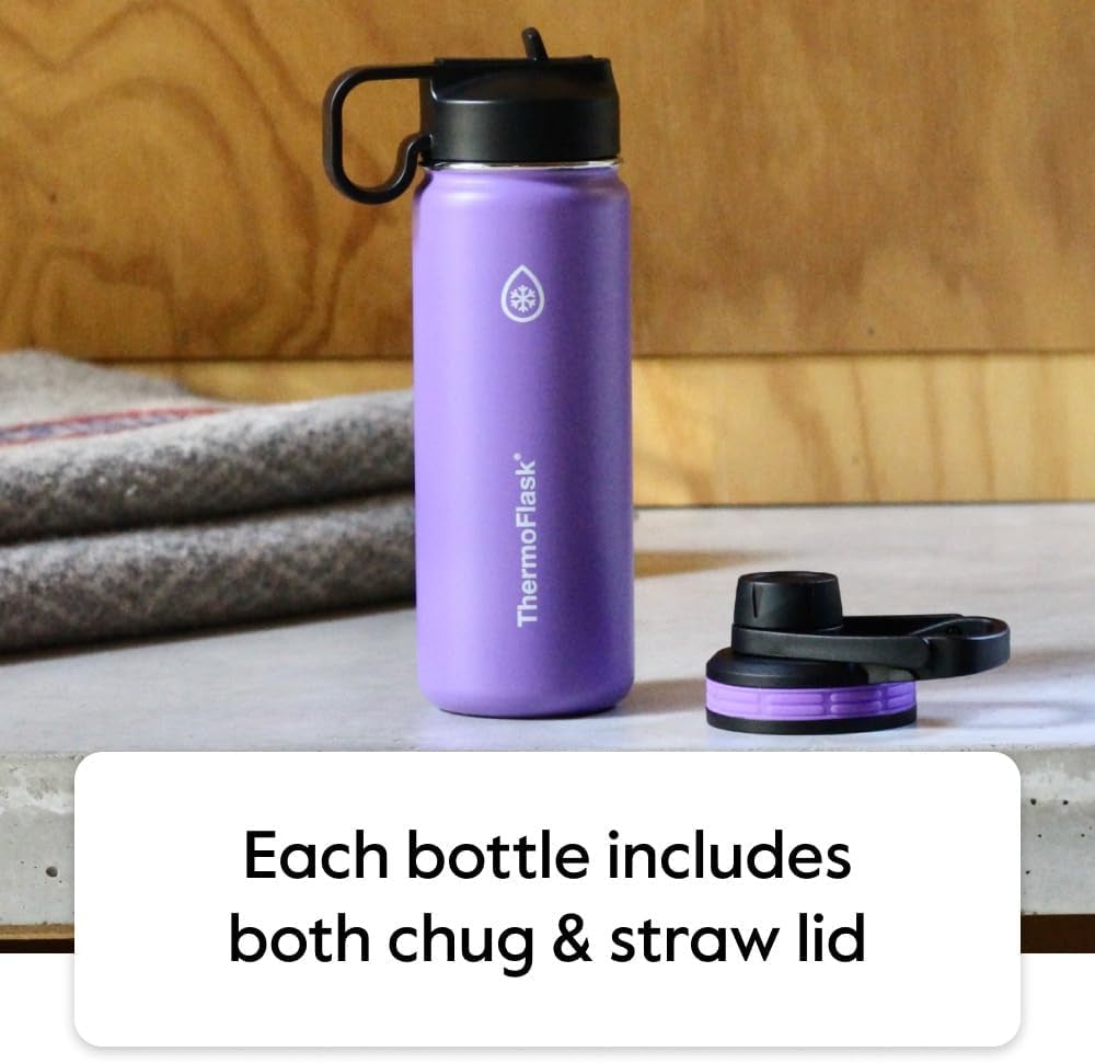 Stay Hydrated in Style: 18 Oz Insulated Stainless Steel Water Bottle with Versatile Spout and Straw Lids - Perfect for Every Adventure!