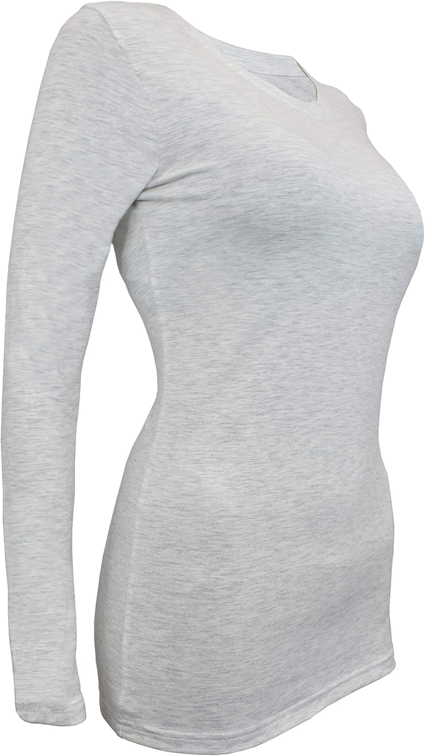 Comfort Meets Style: Women's Long Sleeve Under Scrub Tee - Pack of 3 in Heather Grey