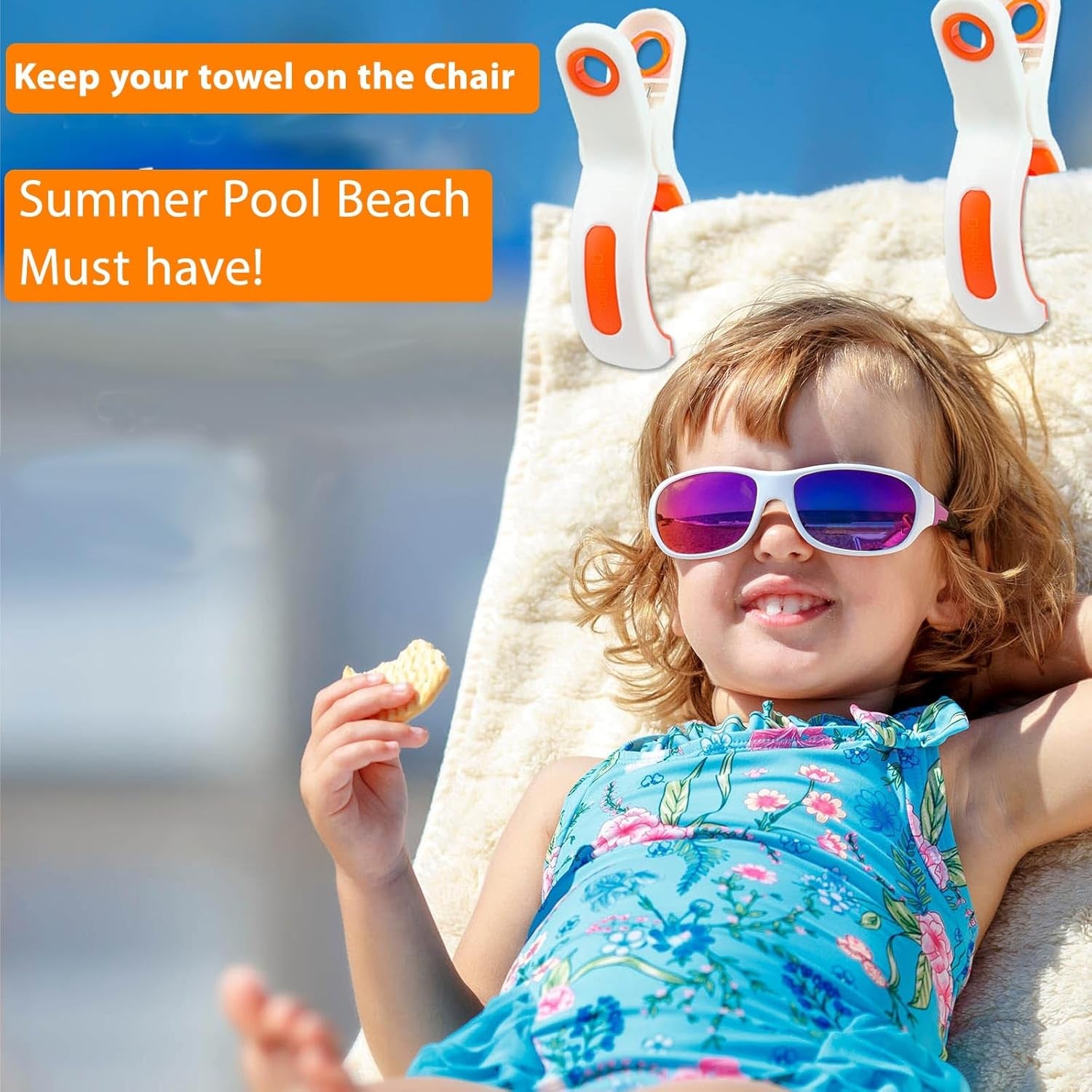 Ultimate Beach Towel Clips - Jumbo Size, Heavy Duty, Non-Marking Clips for Beach and Pool Chairs in Vibrant Colors
