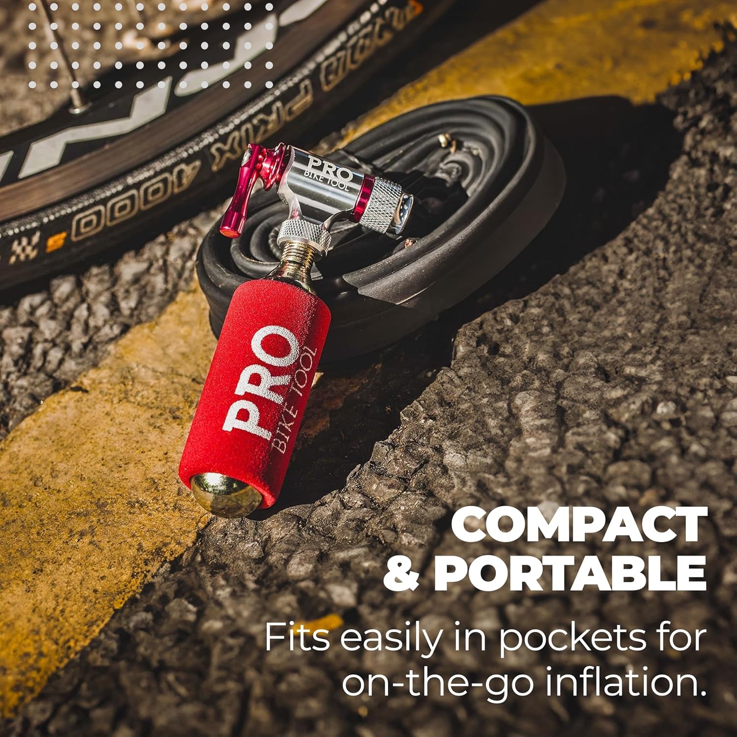 CO2 Inflator Quick & Easy - Presta & Schrader Valve Compatible - Bicycle Tyre Pump for Road & Mountain Bikes - Insulated Sleeve - No CO2 Cartridges Included