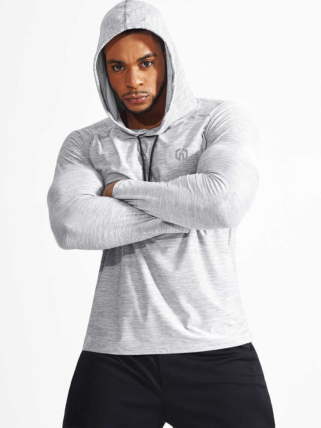 Elevate Your Workout with Neleus Men's Dry Fit Long Sleeve Athletic Shirt - 2 Pack in Dark Grey/Light Grey