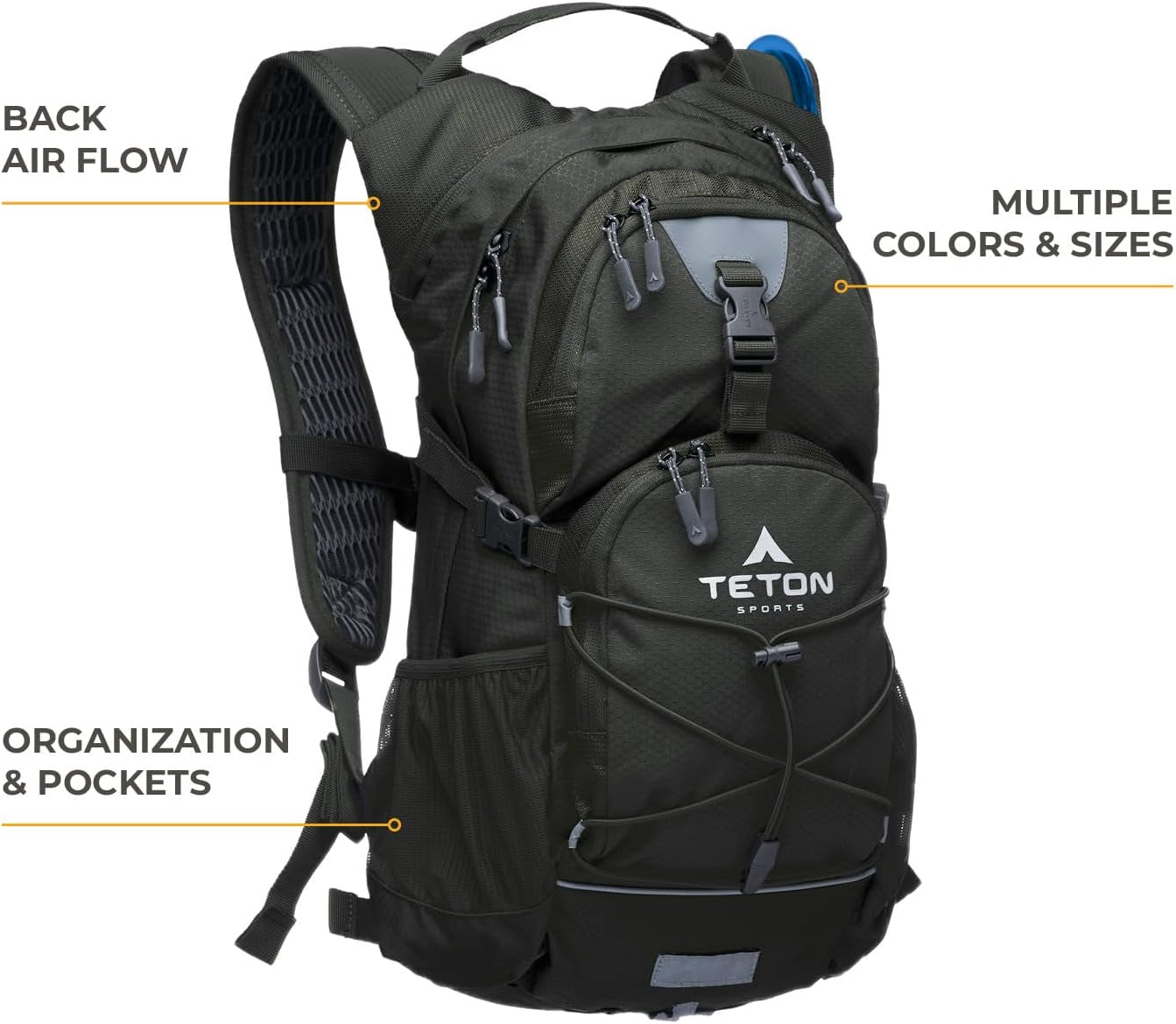 Teton Oasis Hydration Backpack – Ultimate Lightweight Water Pack with 2L Bladder for Hiking, Running, and Cycling – Available in 18L and 22L Sizes with Sewn-In Rain Cover for Men and Women