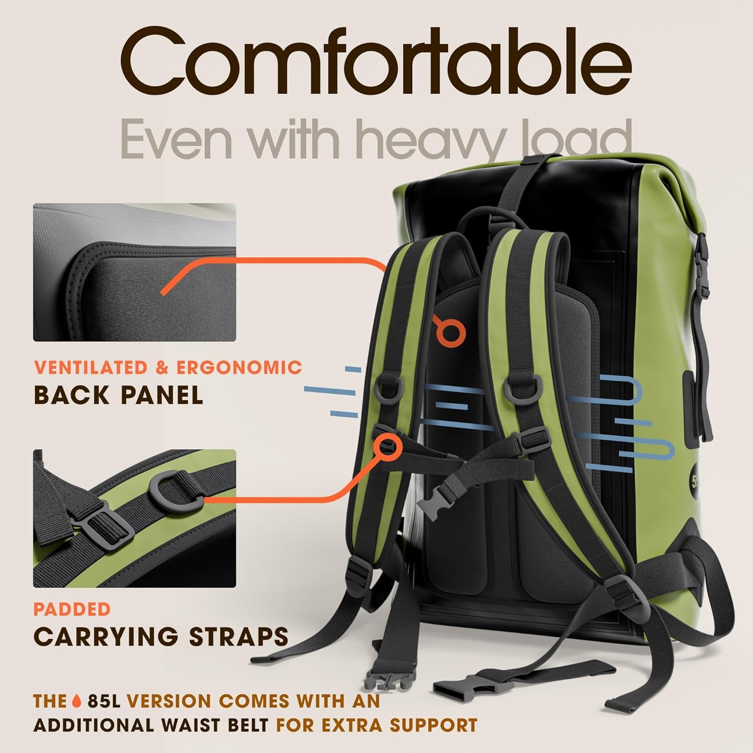 Ultimate Waterproof Backpack for Adventurers - Heavy Duty Roll-Top Closure Dry Bag with Cushioned Phone Case