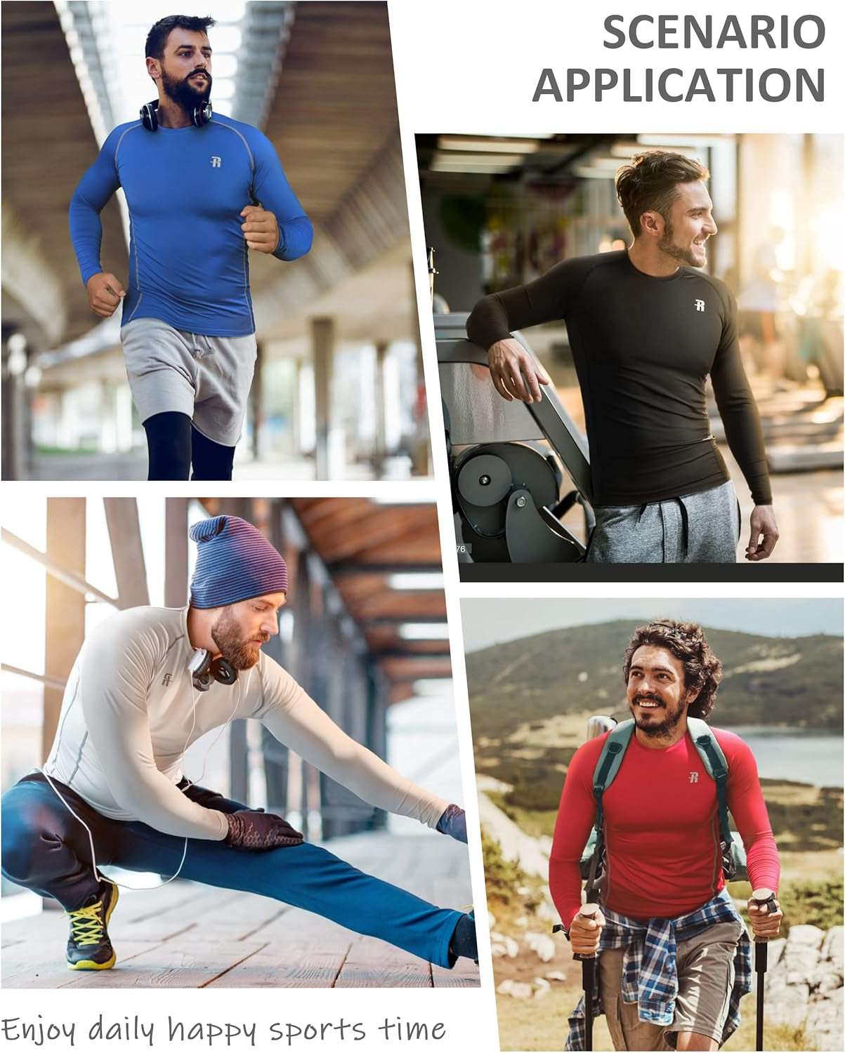 Ultimate Men's Long Sleeve Compression Shirts - Cool Dry Athletic Tees for Workouts, Fishing, and Sports - 3 Pack in Black, White, and Navy