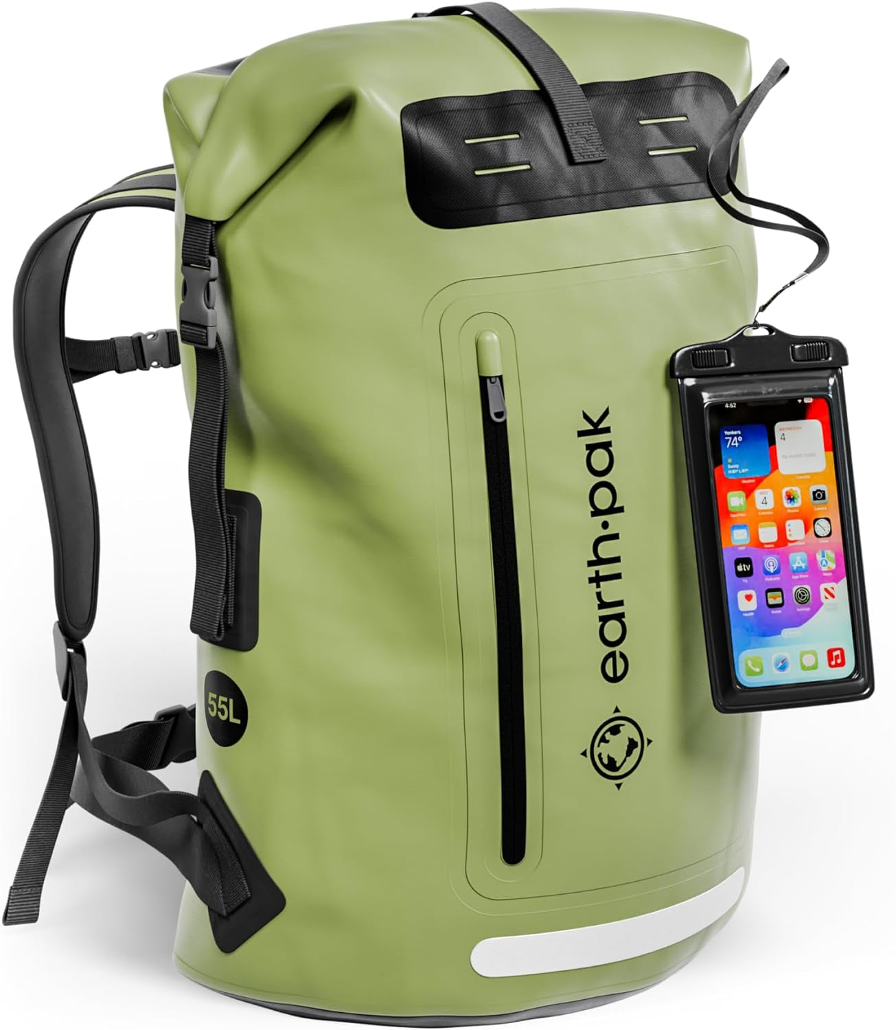 Ultimate Waterproof Backpack for Adventurers - Heavy Duty Roll-Top Closure Dry Bag with Cushioned Phone Case