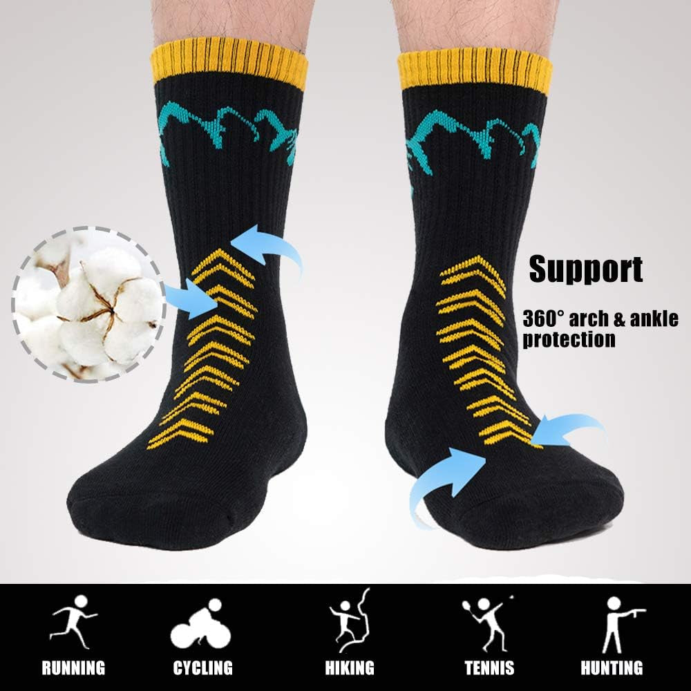 Mens Hiking Socks Moisture Wicking Cushion Crew Socks for Terkking,Outdoor Sports,Performance 2/4 Pack