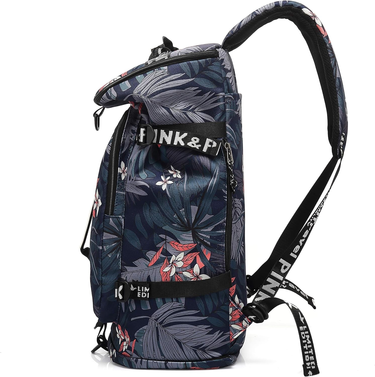 Floral Gym Duffle Bag Backpack 4 Ways for Women Waterproof with Shoes Compartment for Travel Sport Hiking Laptop Lightweight
