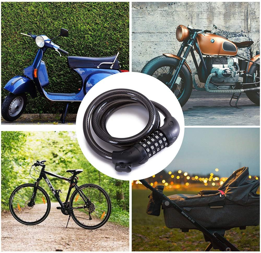 Secure Your Ride with the XZSUN 5-Digit Combination Bike Lock - Portable Steel Cable Lock for Ultimate Protection