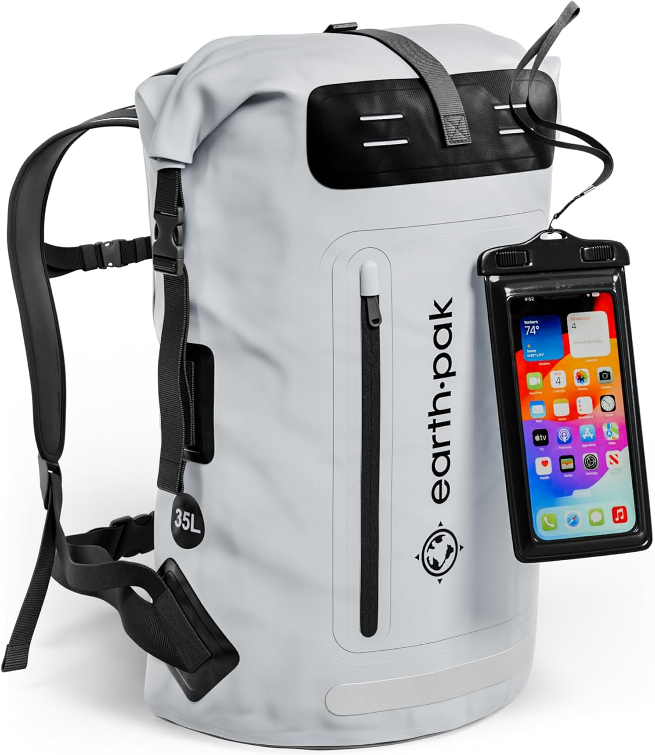 Ultimate Waterproof Backpack for Adventurers - Heavy Duty Roll-Top Closure Dry Bag with Cushioned Phone Case