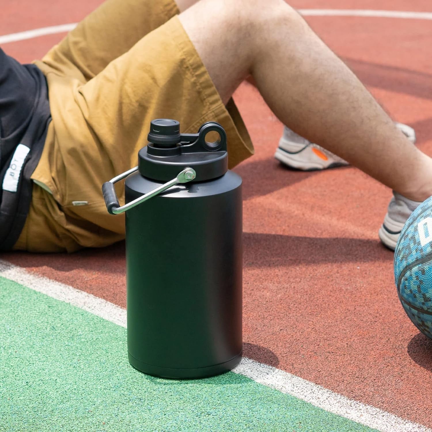 Stay Hydrated Anywhere: 128Oz Insulated Gallon Jug with Handle - Perfect for Hot & Cold Drinks, Travel, Hiking & Camping - Sweatproof & Leakproof Design in Sleek Black