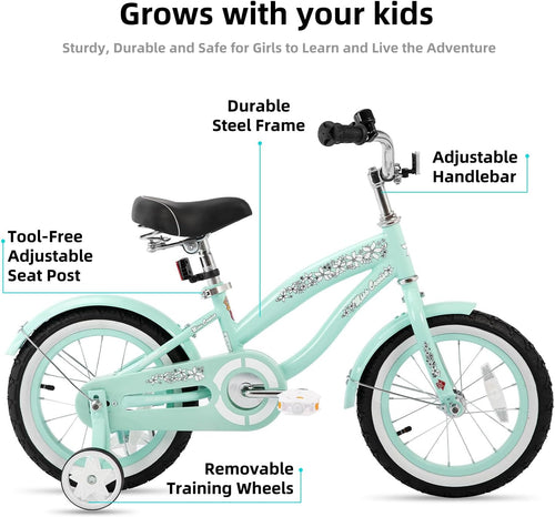 Stylish 14-Inch Kids Cruiser Bike with Training Wheels for Ages 2-7 - Perfect for Boys and Girls!