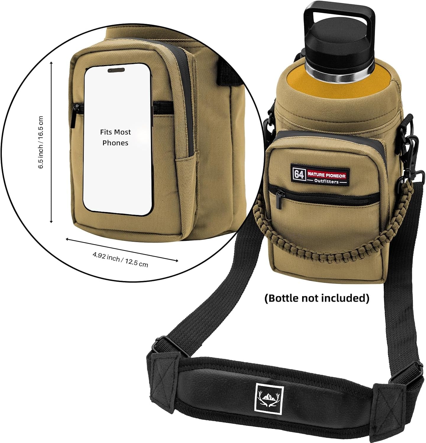 Ultimate Insulated Water Bottle Holder with Shoulder Strap - Perfect for 64oz & 128oz Sports Jugs, Ideal for Camping, Hiking & Gym Enthusiasts