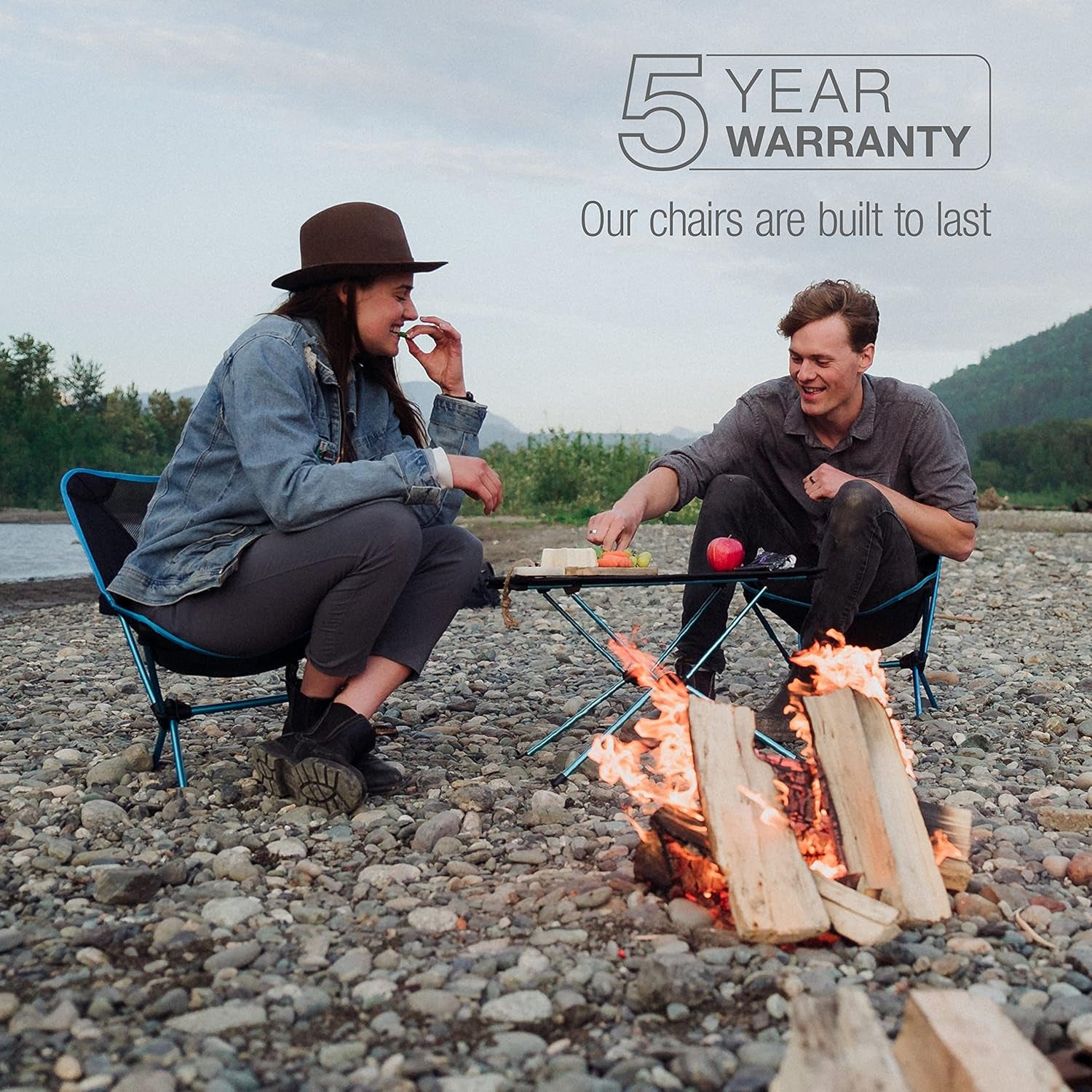 Chair One Original Lightweight Compact Camping Chair - Perfect for Outdoor Adventures, Backpacking, and Picnics - Black/Blue, Only 2.1 lbs!