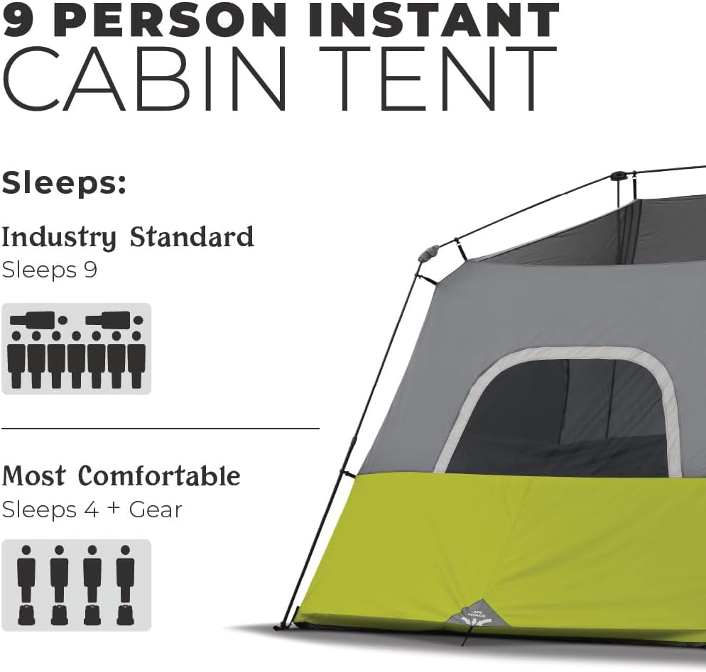 Spacious 9-Person Instant Cabin Tent - Quick Setup, Weather-Resistant, Perfect for Camping Adventures!