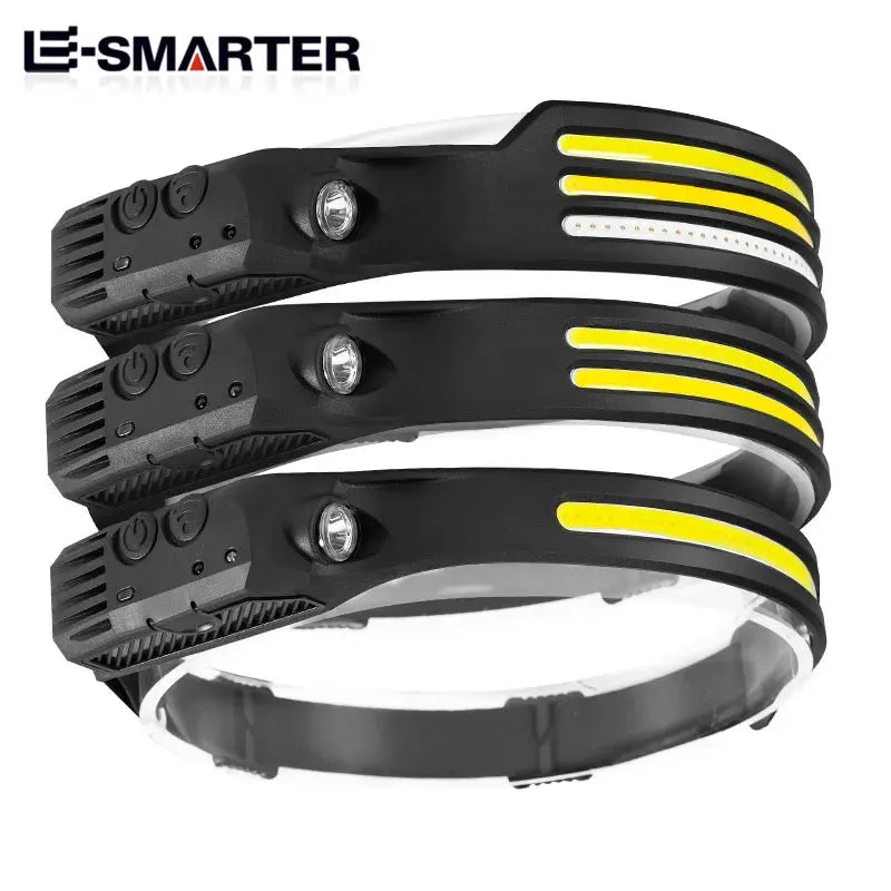 LED Headlamp Sensor Headlight with Built-In Battery Head Flashlight USB Rechargeable Work Light Head Lamp Super Bright Torch