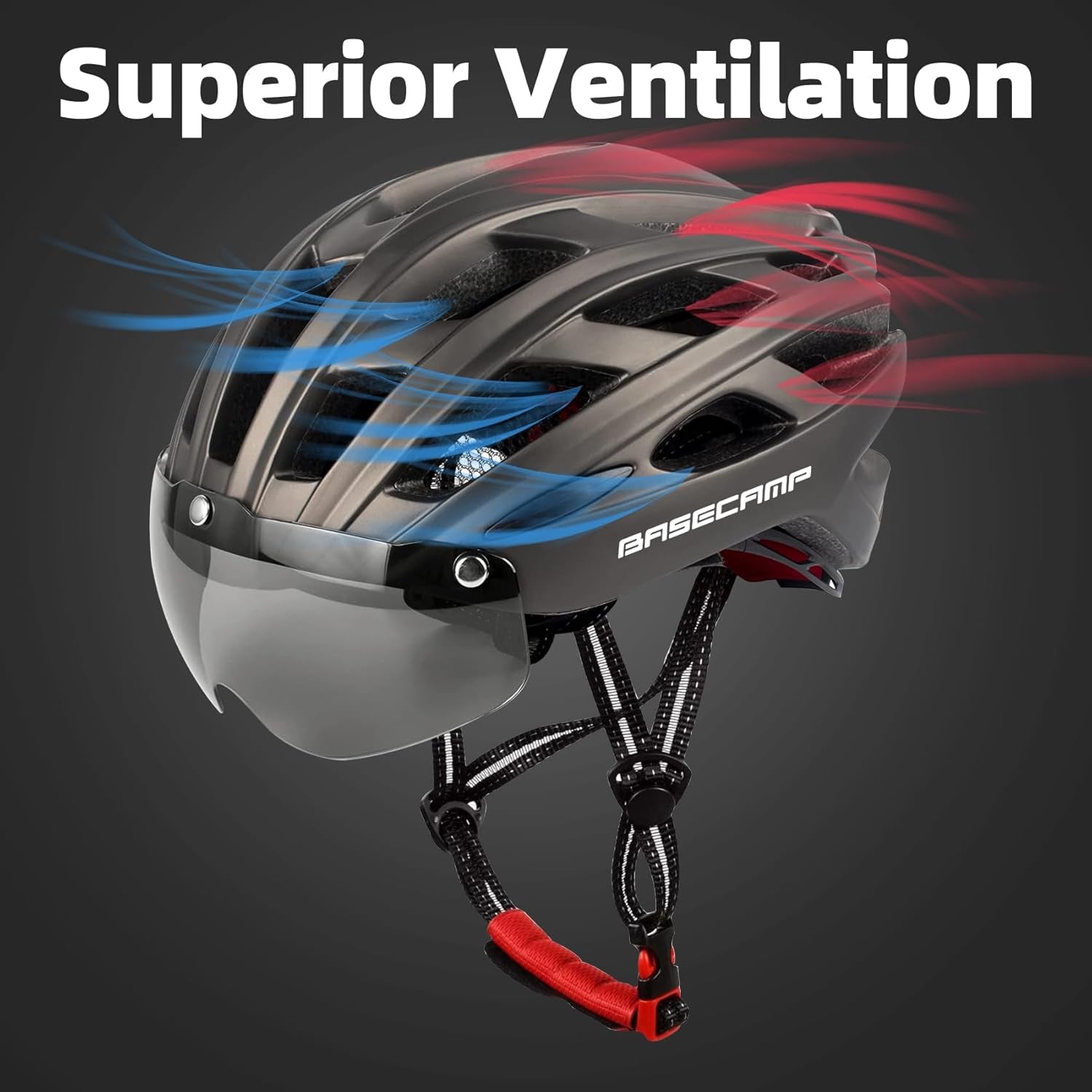 Bike Helmet,  Bicycle Helmet with Rear Light & Detachable Magnetic Goggles Lightweight Cycling Helmet Adjustable for Adult Men Women Mountain & Road (BC-069)