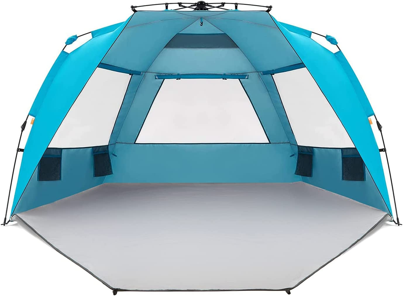 Deluxe XL Instant Shader Beach Tent - Effortless Pop-Up Sun Shelter for Families, UPF 50+ Protection, Spacious 99" Wide Design with Extended Zippered Floor - Pacific Blue