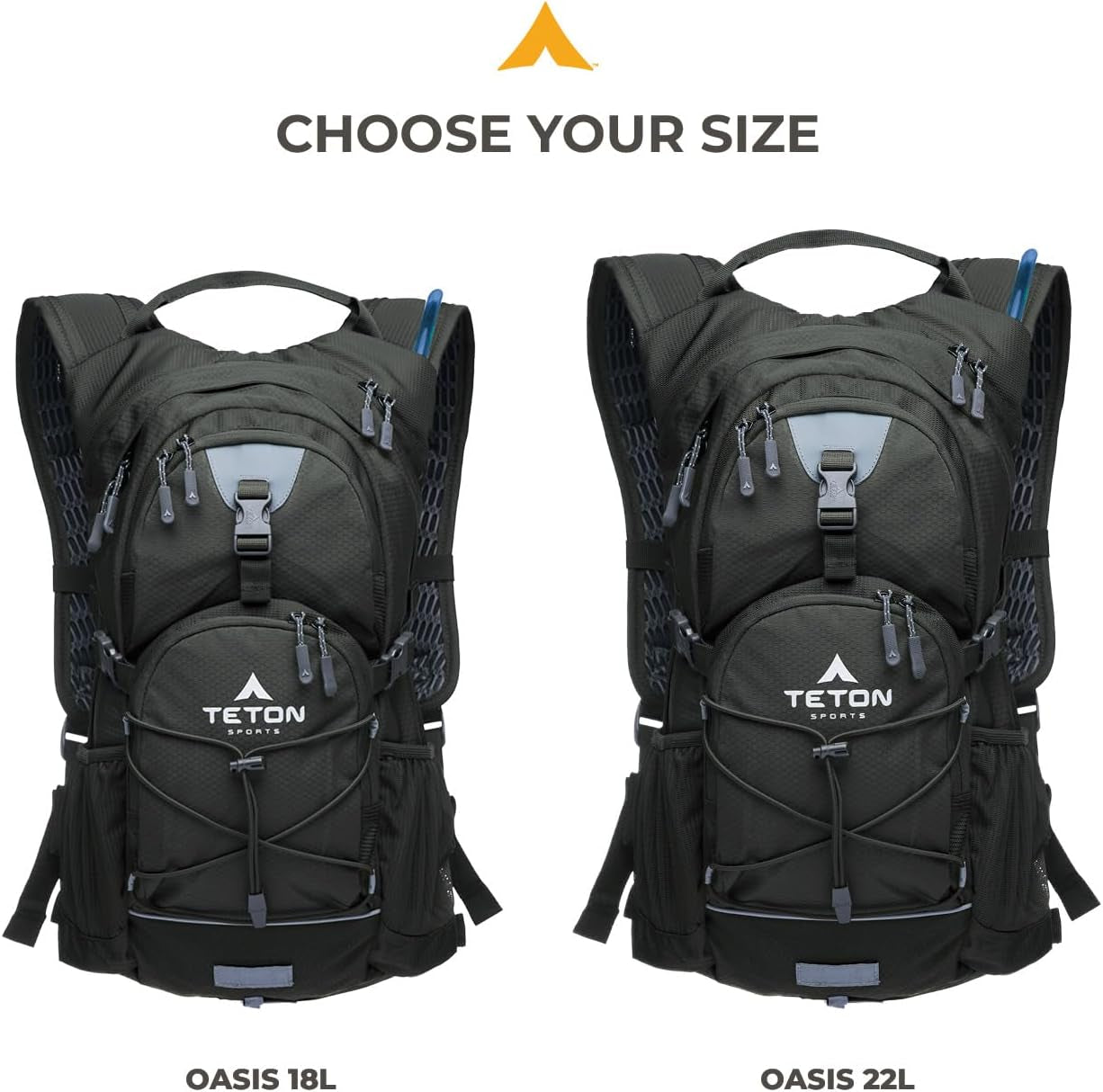 Teton Oasis Hydration Backpack – Ultimate Lightweight Water Pack with 2L Bladder for Hiking, Running, and Cycling – Available in 18L and 22L Sizes with Sewn-In Rain Cover for Men and Women