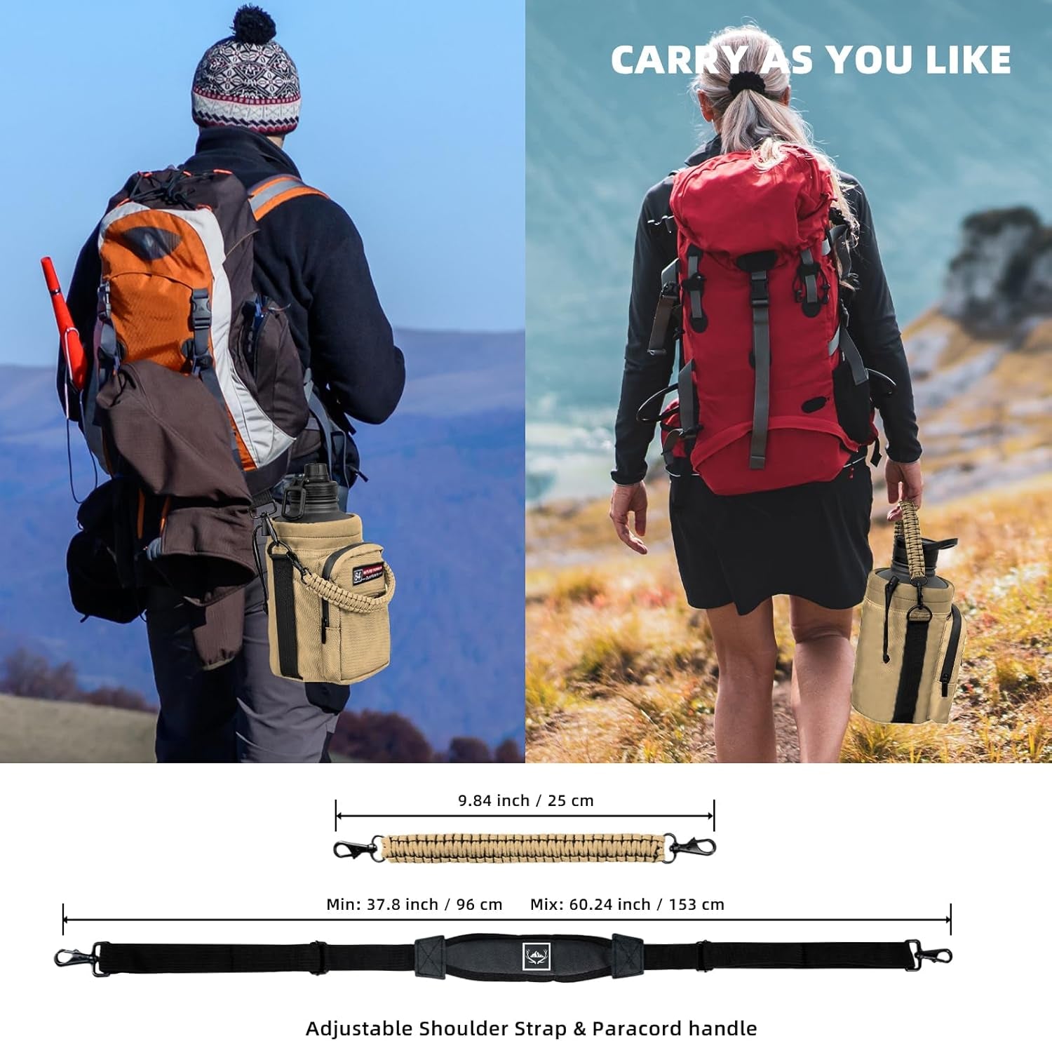 Ultimate Insulated Water Bottle Holder with Shoulder Strap - Perfect for 64oz & 128oz Sports Jugs, Ideal for Camping, Hiking & Gym Enthusiasts