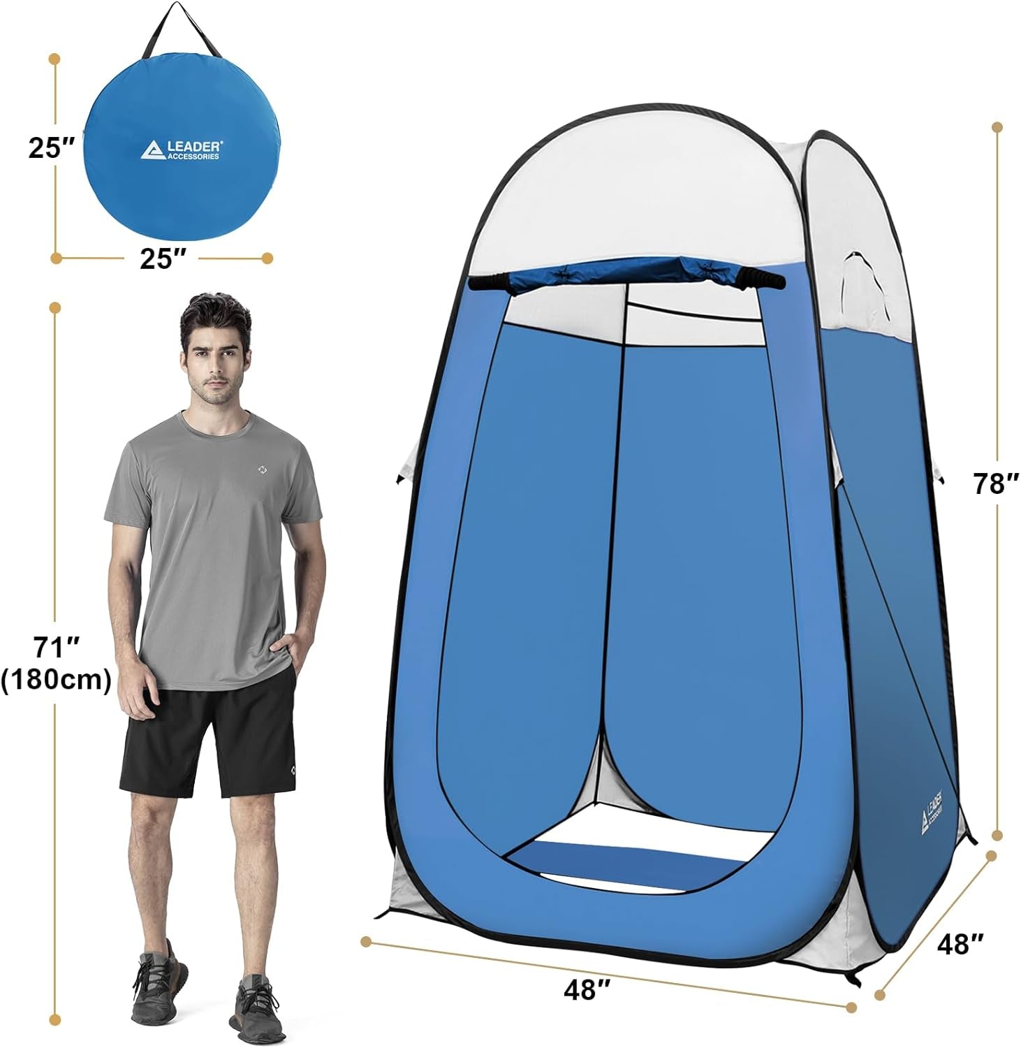 Extra-Large Pop-Up Shower Tent - Portable Privacy Changing Room for Camping 4' x 4' x 78" H