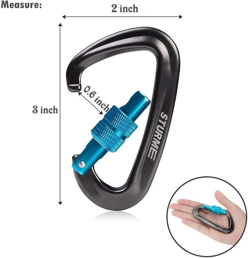 Premium 12KN Aluminum Carabiner Clips - Lightweight, Heavy Duty D-Ring Hooks for Hammocks and Outdoor Adventures - Set of 2 with Screw Lock Design