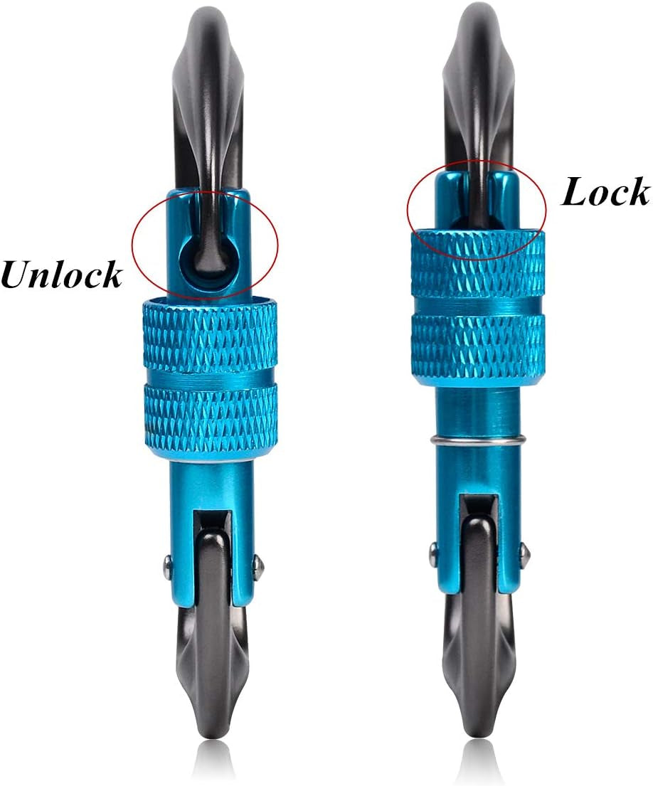 Premium 12KN Aluminum Carabiner Clips - Lightweight, Heavy Duty D-Ring Hooks for Hammocks and Outdoor Adventures - Set of 2 with Screw Lock Design