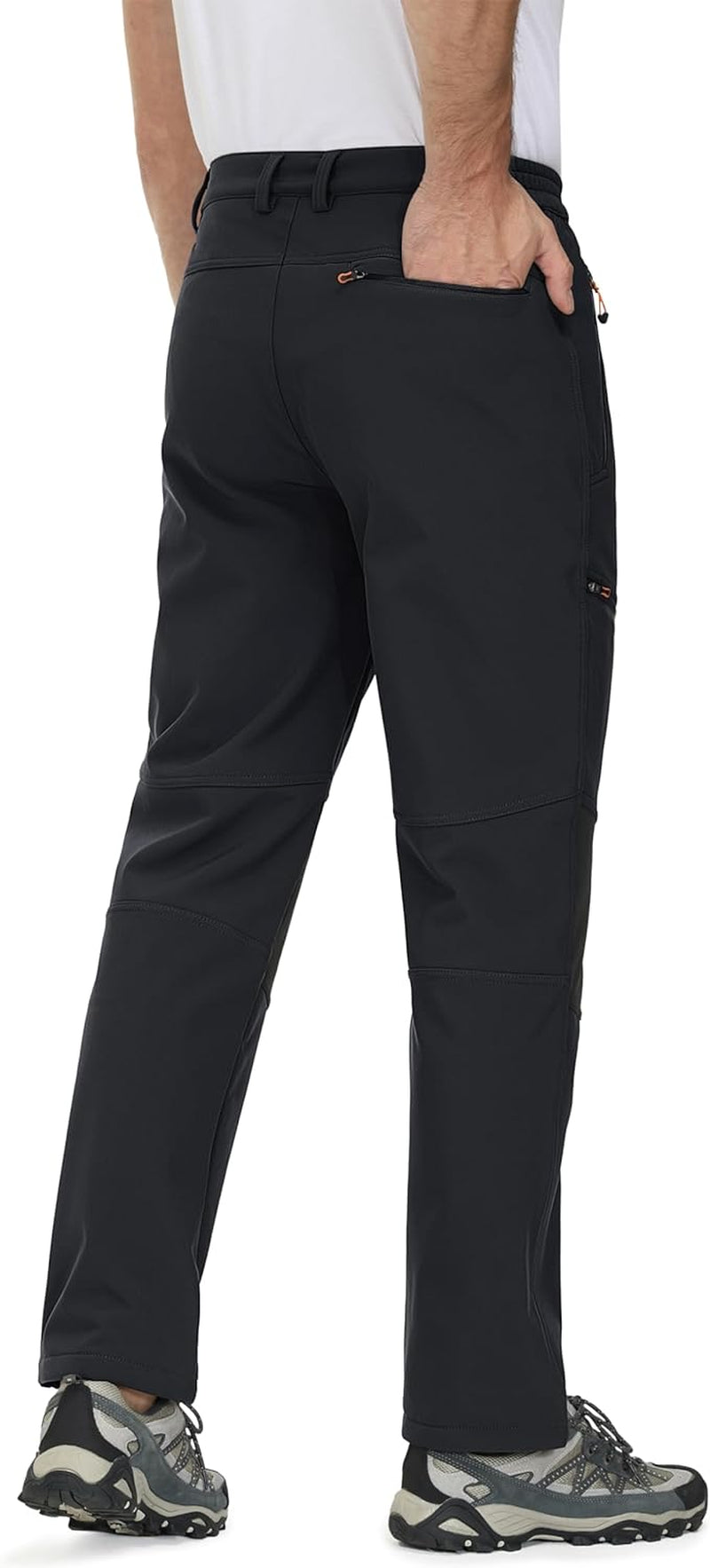 Men's Fleece-Lined Winter Ski Pants - Water-Resistant with 4 Zip Pockets for Outdoor Adventures