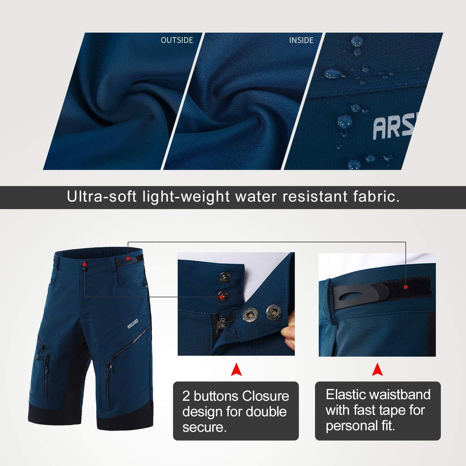 Men'S Loose Fit Cycling Shorts Mountain Bike Shorts Water Ressistant 1903