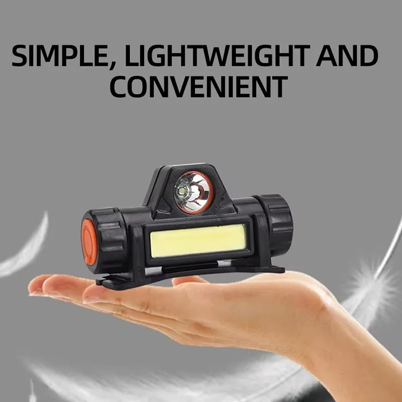 Rechargeable COB LED USB Headlamp - Powerful, Waterproof, and Magnetic Headlight for Outdoor Fishing and Adventures