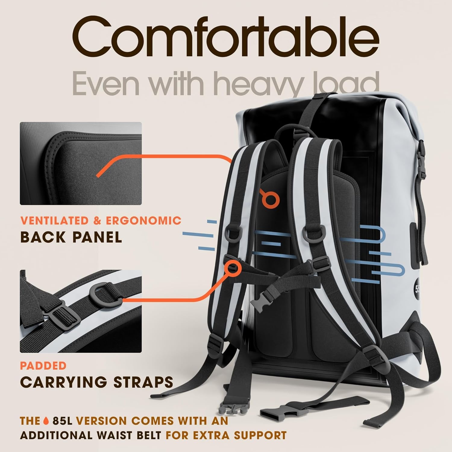 Ultimate Waterproof Backpack for Adventurers - Heavy Duty Roll-Top Closure Dry Bag with Cushioned Phone Case