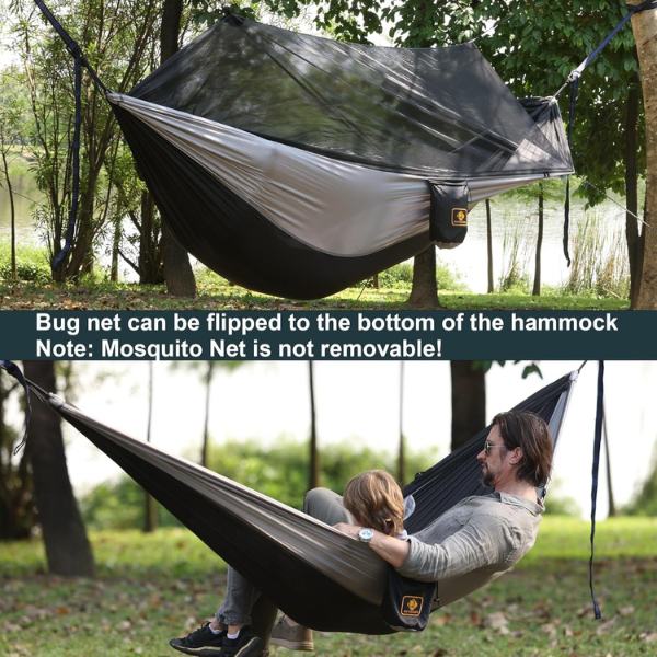 Camping Hammock with Mosquito Net - Lightweight Parachute Nylon Design - Grit and Gear