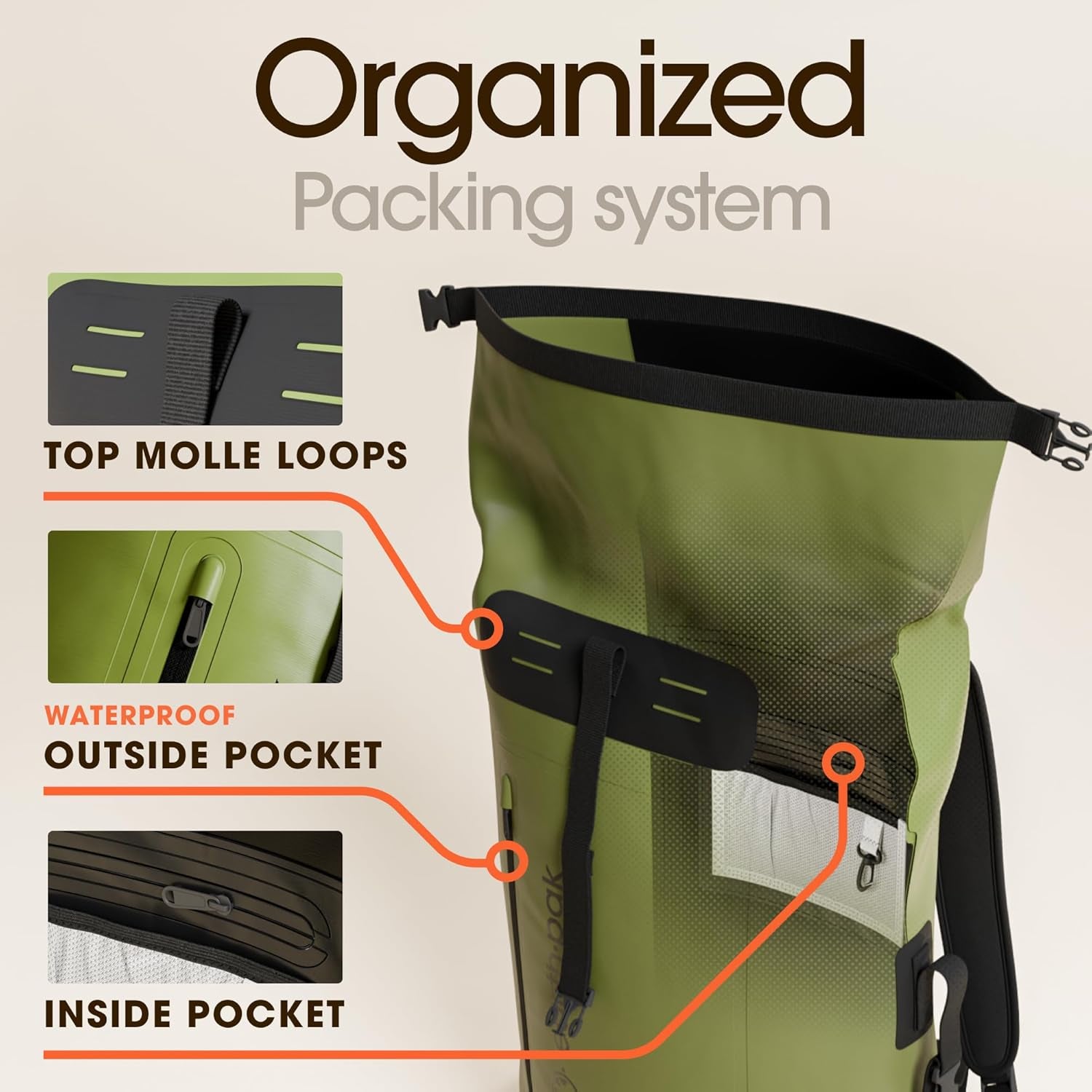 Ultimate Waterproof Backpack for Adventurers - Heavy Duty Roll-Top Closure Dry Bag with Cushioned Phone Case