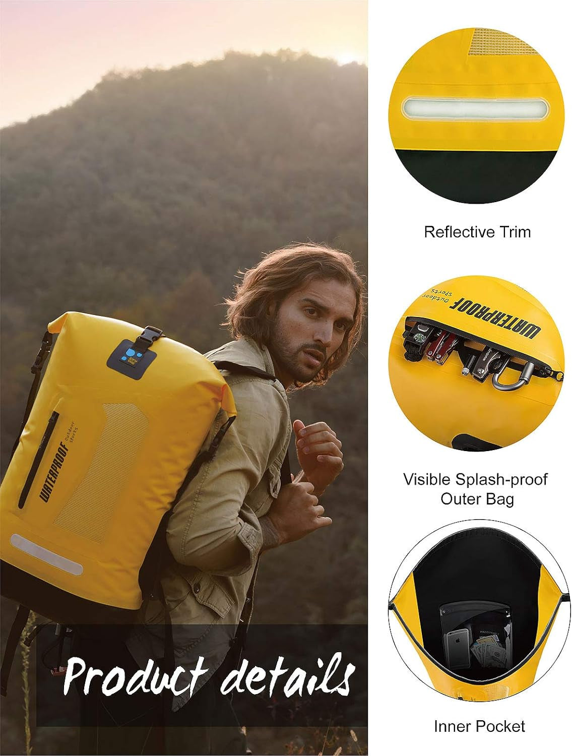 Waterproof Backpack for Men 20L/30L/40L, Floating Dry Bag Kayak, Dry Backpack Hiking