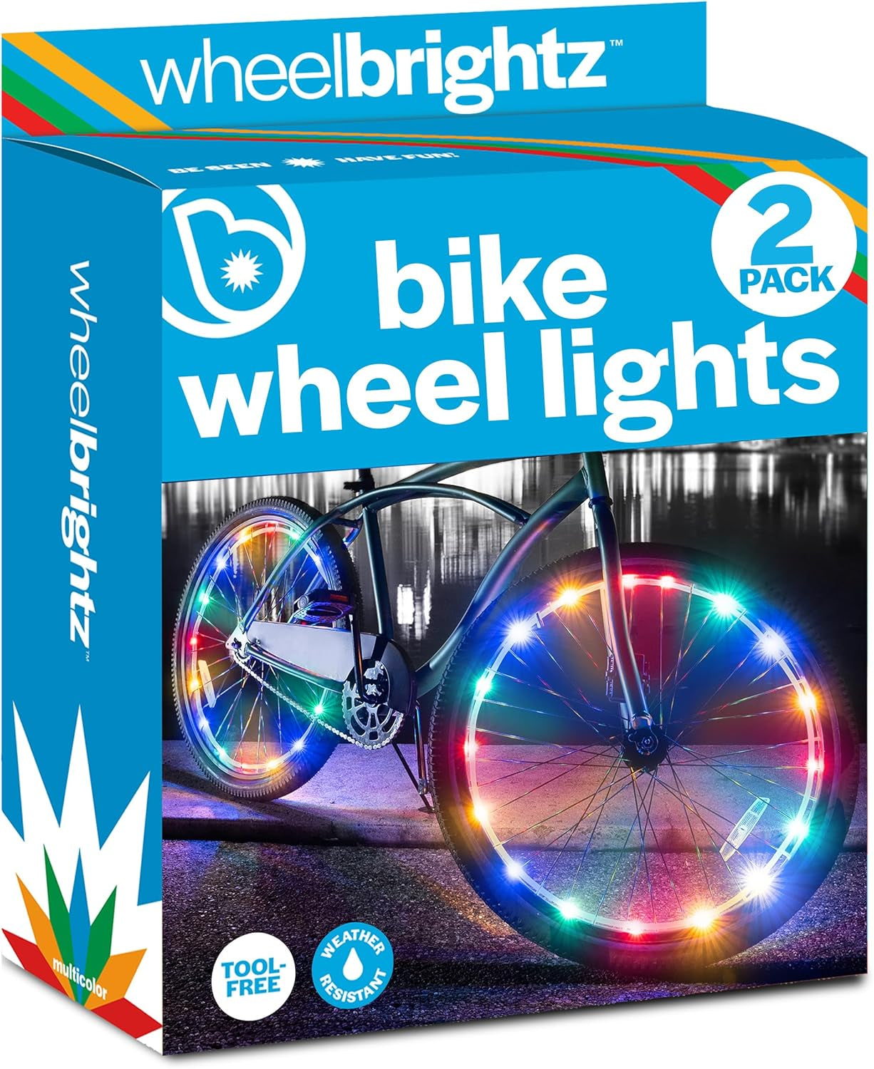 Wheel LED Bike Wheel Lights - 2025 Edition with Superior Straps & Led-Weatherproof Shield! 14 Colors - Unmatched Durability, Visibility & 48+ Hours of Dazzling Illumination