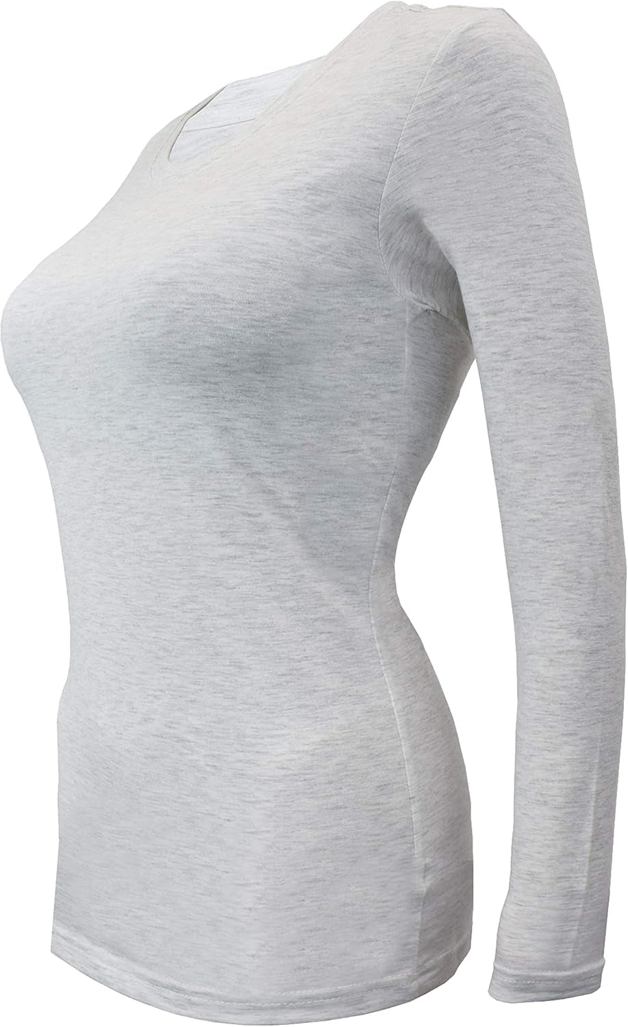 Comfort Meets Style: Women's Long Sleeve Under Scrub Tee - Pack of 3 in Heather Grey
