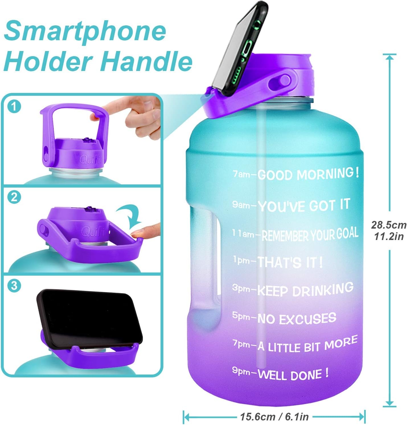 Bring Your Hydration Game to the Next Level with Our 1 Gallon Motivational Water Bottle – Straw & Time Markers for Fitness Enthusiasts!