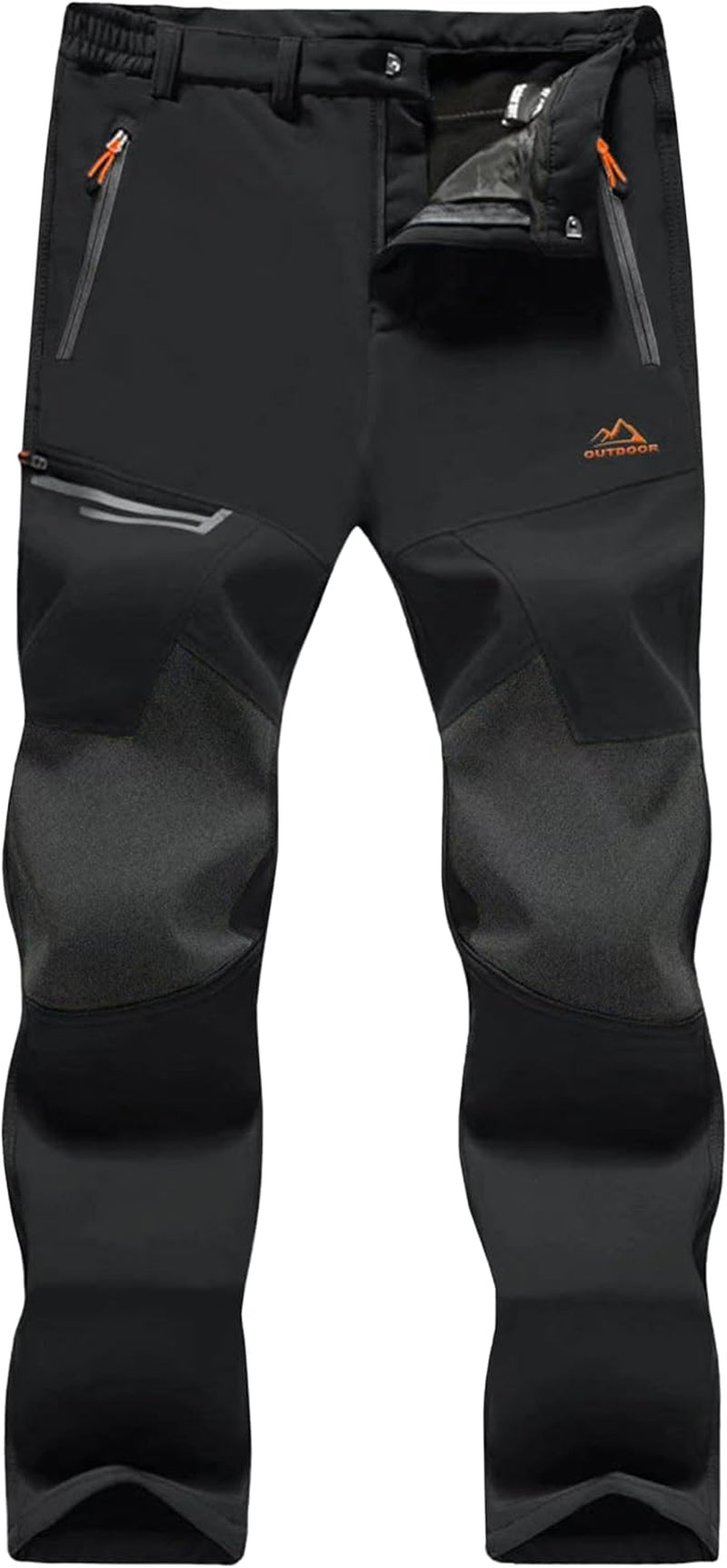 Men's Fleece-Lined Winter Ski Pants - Water-Resistant with 4 Zip Pockets for Outdoor Adventures