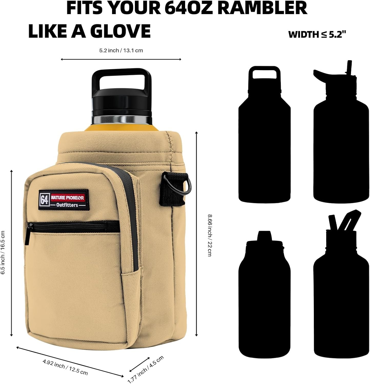 Ultimate Insulated Water Bottle Holder with Shoulder Strap - Perfect for 64oz & 128oz Sports Jugs, Ideal for Camping, Hiking & Gym Enthusiasts