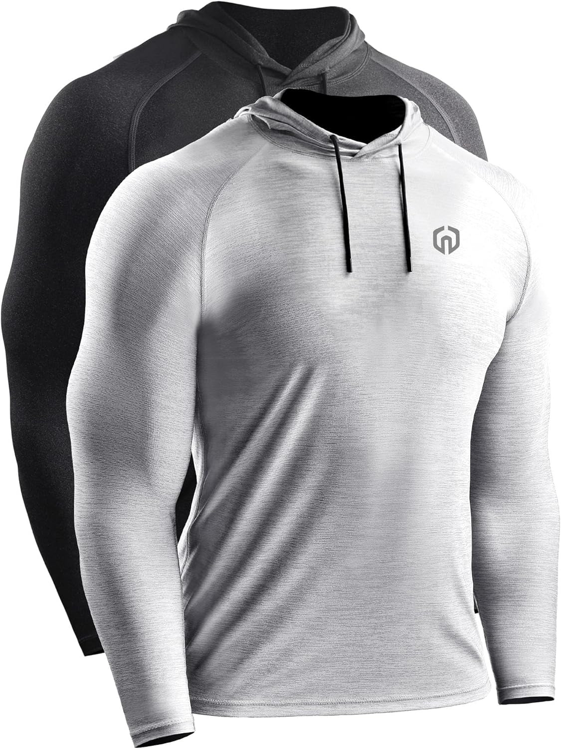 Elevate Your Workout with Neleus Men's Dry Fit Long Sleeve Athletic Shirt - 2 Pack in Dark Grey/Light Grey