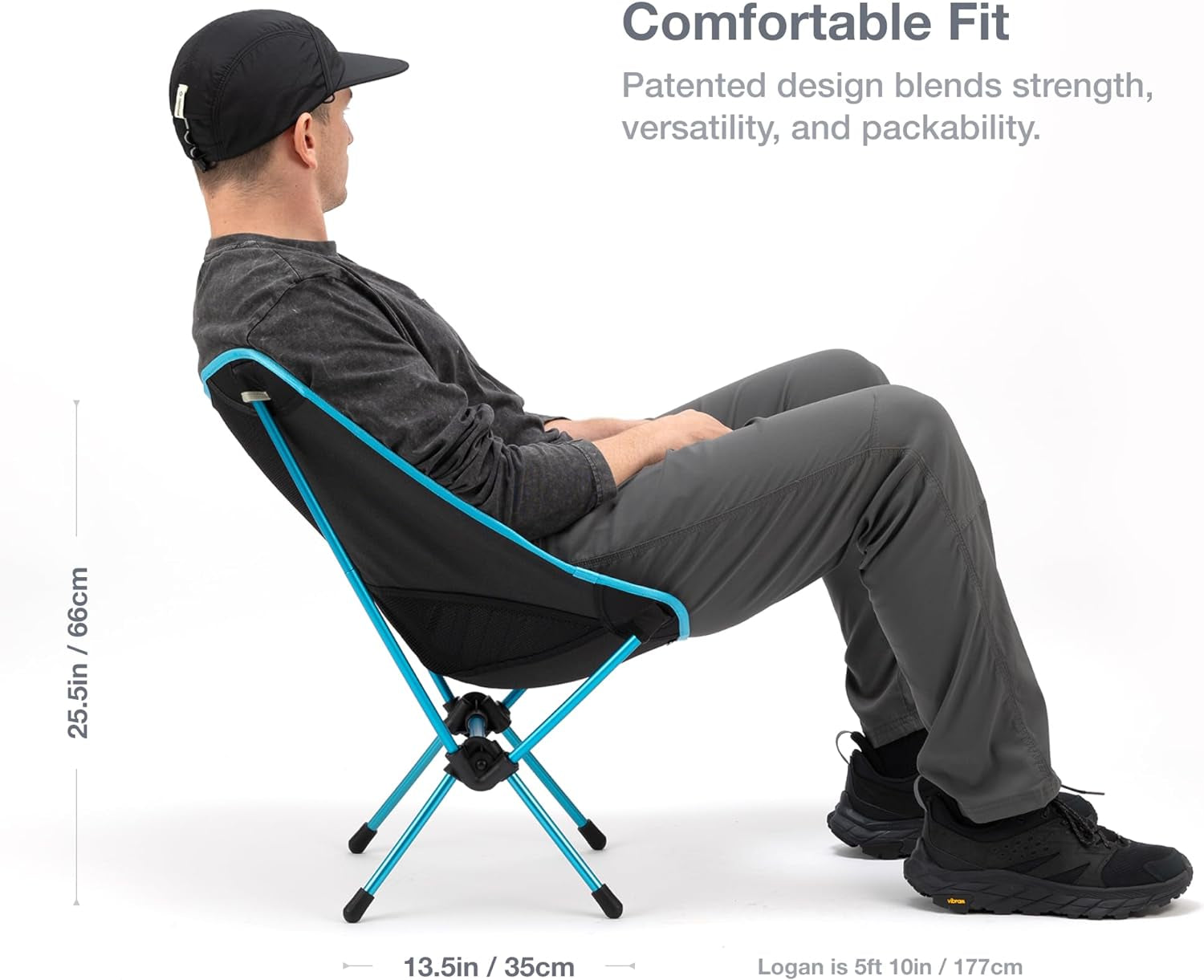 Chair One Original Lightweight Compact Camping Chair - Perfect for Outdoor Adventures, Backpacking, and Picnics - Black/Blue, Only 2.1 lbs!