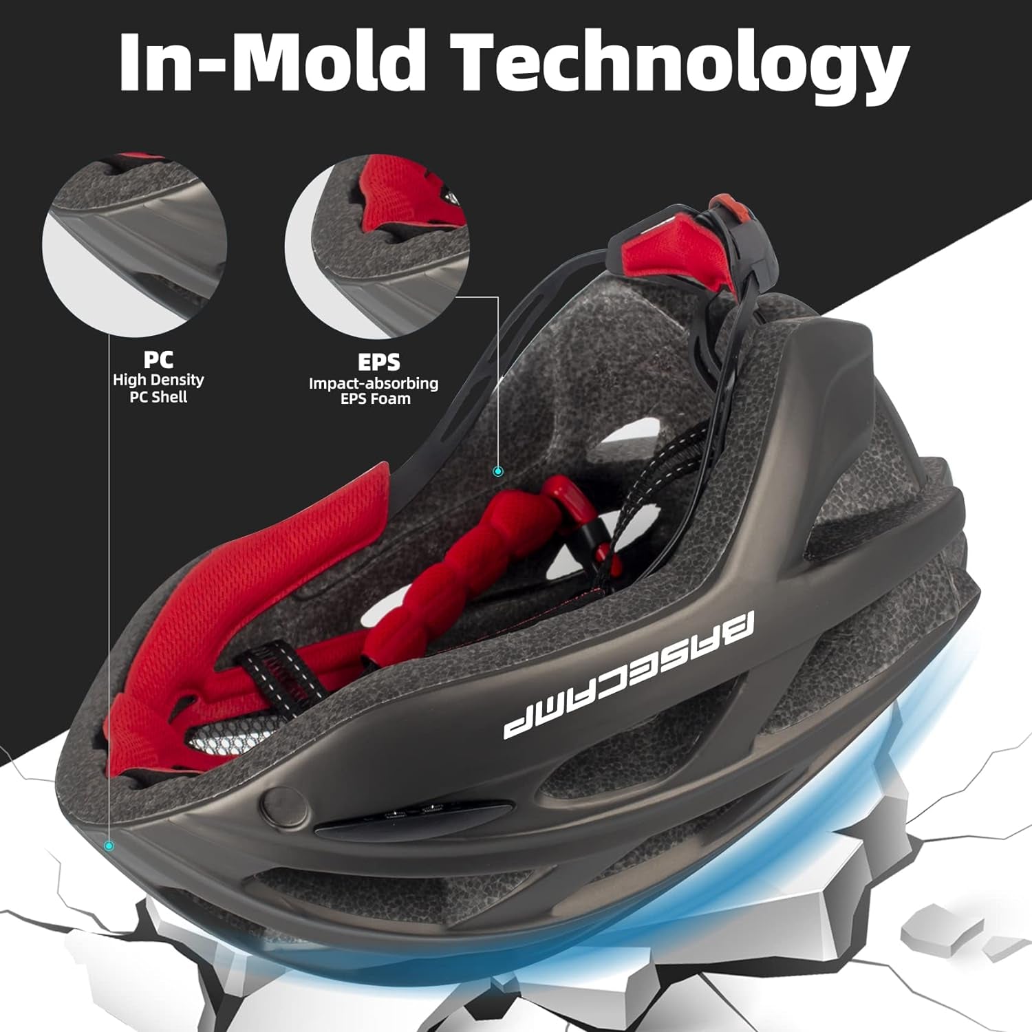 Bike Helmet,  Bicycle Helmet with Rear Light & Detachable Magnetic Goggles Lightweight Cycling Helmet Adjustable for Adult Men Women Mountain & Road (BC-069)