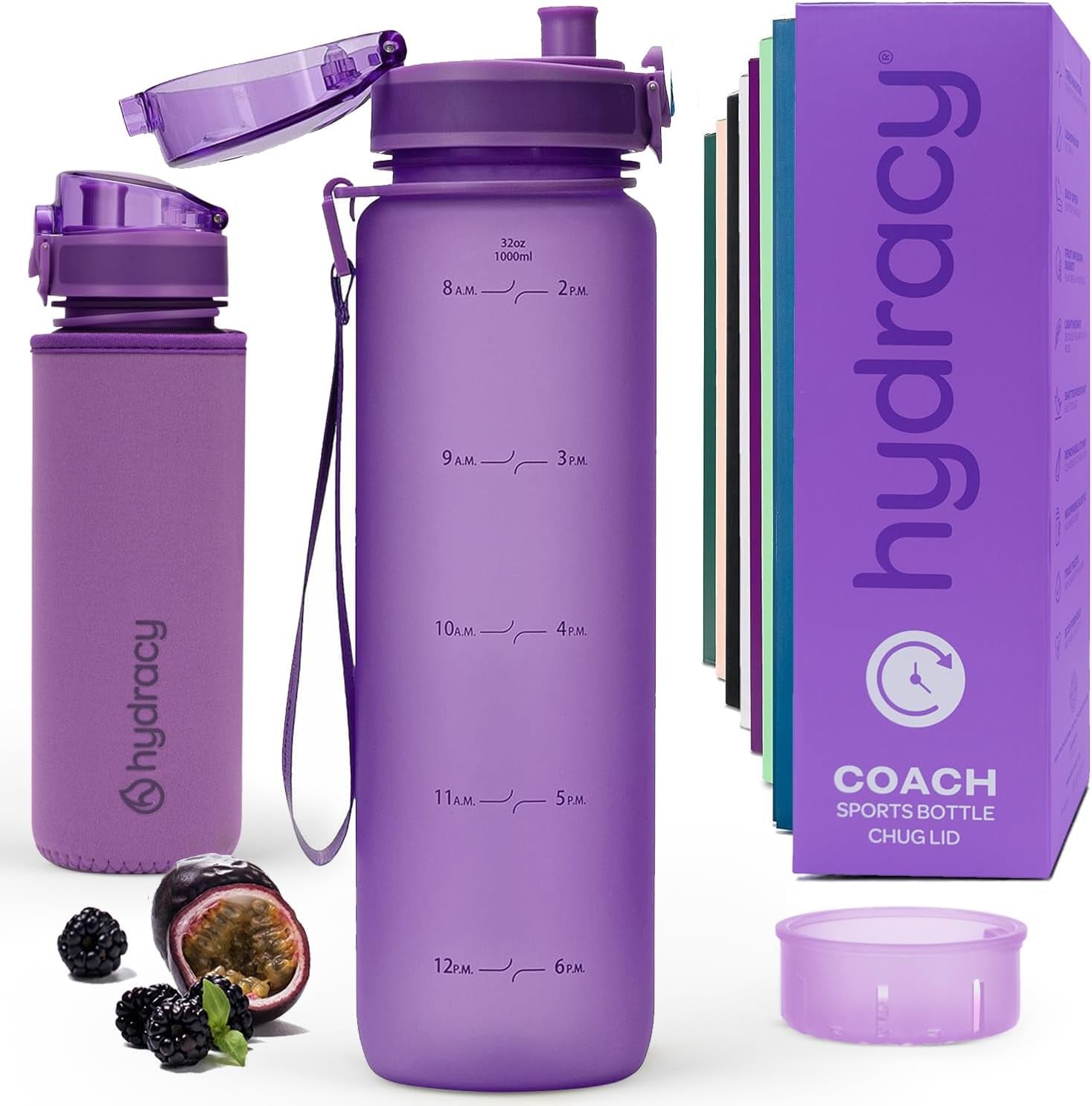 Stay Hydrated in Style: 32 oz BPA-Free Water Bottle with Time Marker, Fruit Infuser, and No Sweat Sleeve - Perfect for Fitness and Outdoor Adventures