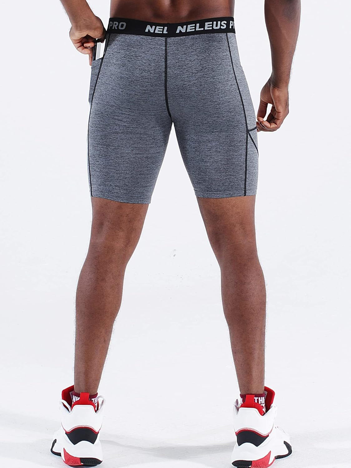 Men's 3-Pack Running Compression Shorts with Convenient Pockets - Perfect for Active Lifestyles
