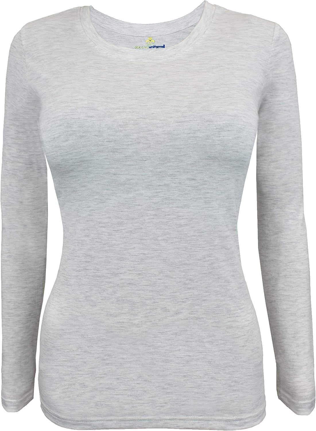 Comfort Meets Style: Women's Long Sleeve Under Scrub Tee - Pack of 3 in Heather Grey
