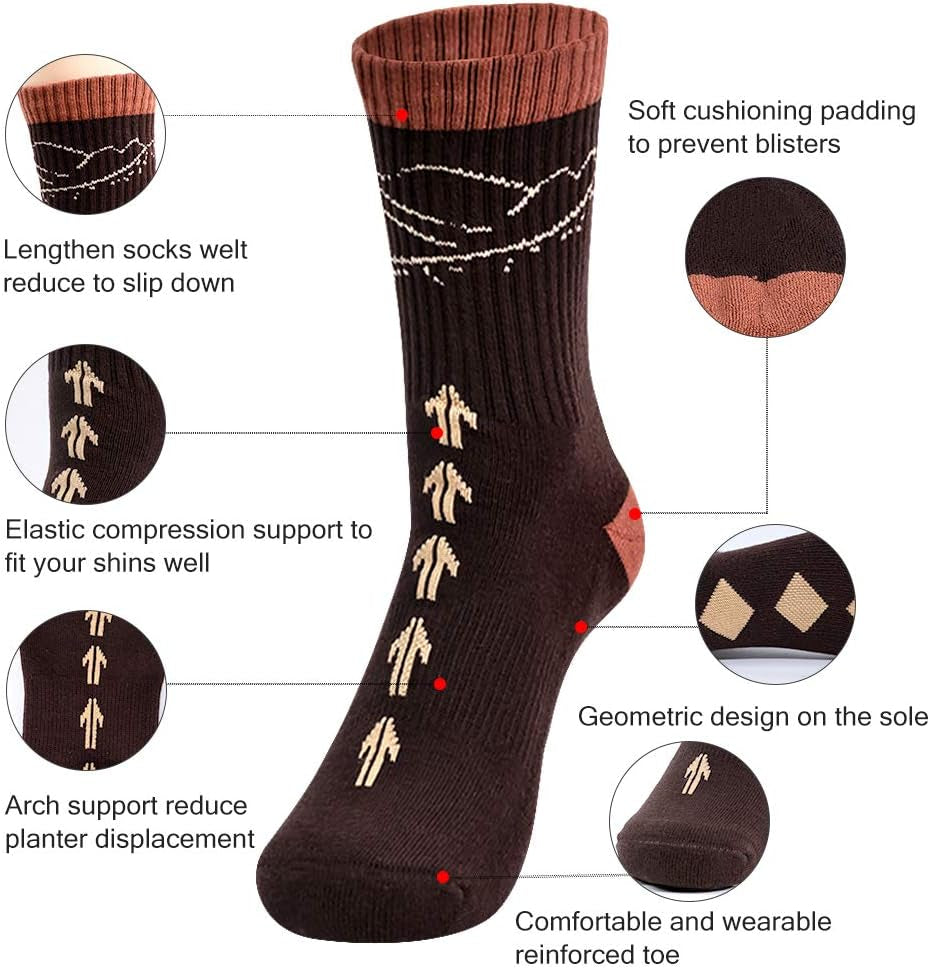 Mens Hiking Socks Moisture Wicking Cushion Crew Socks for Terkking,Outdoor Sports,Performance 2/4 Pack