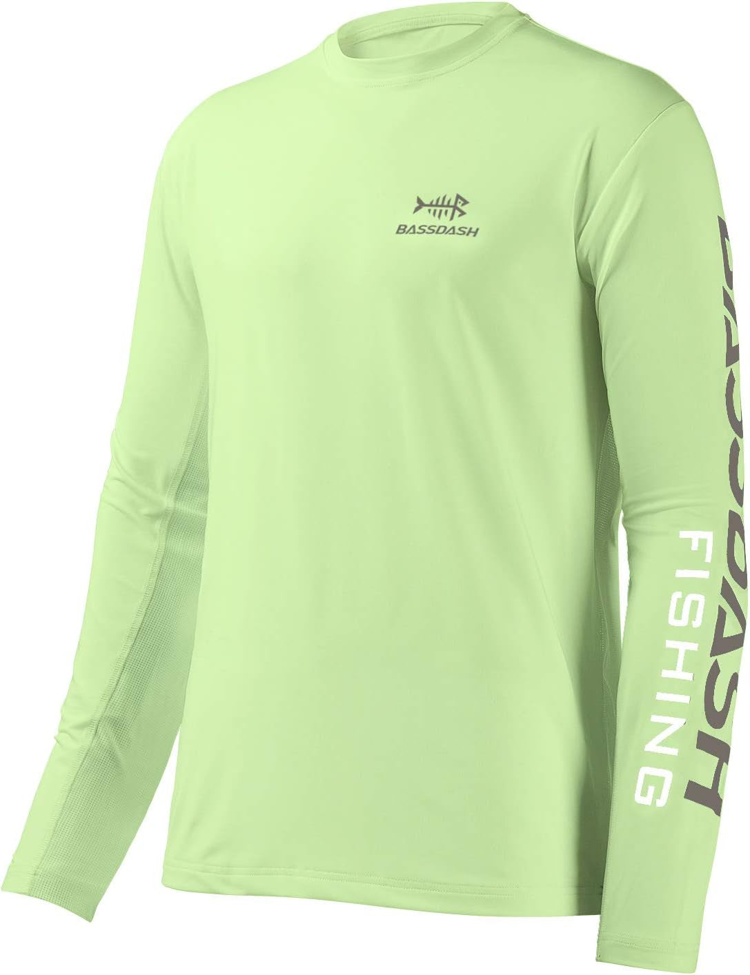Ultimate UV Protection Fishing T-Shirt for Men - Long Sleeve UPF 50+ Tee in Apple Green with Dark Grey Logo