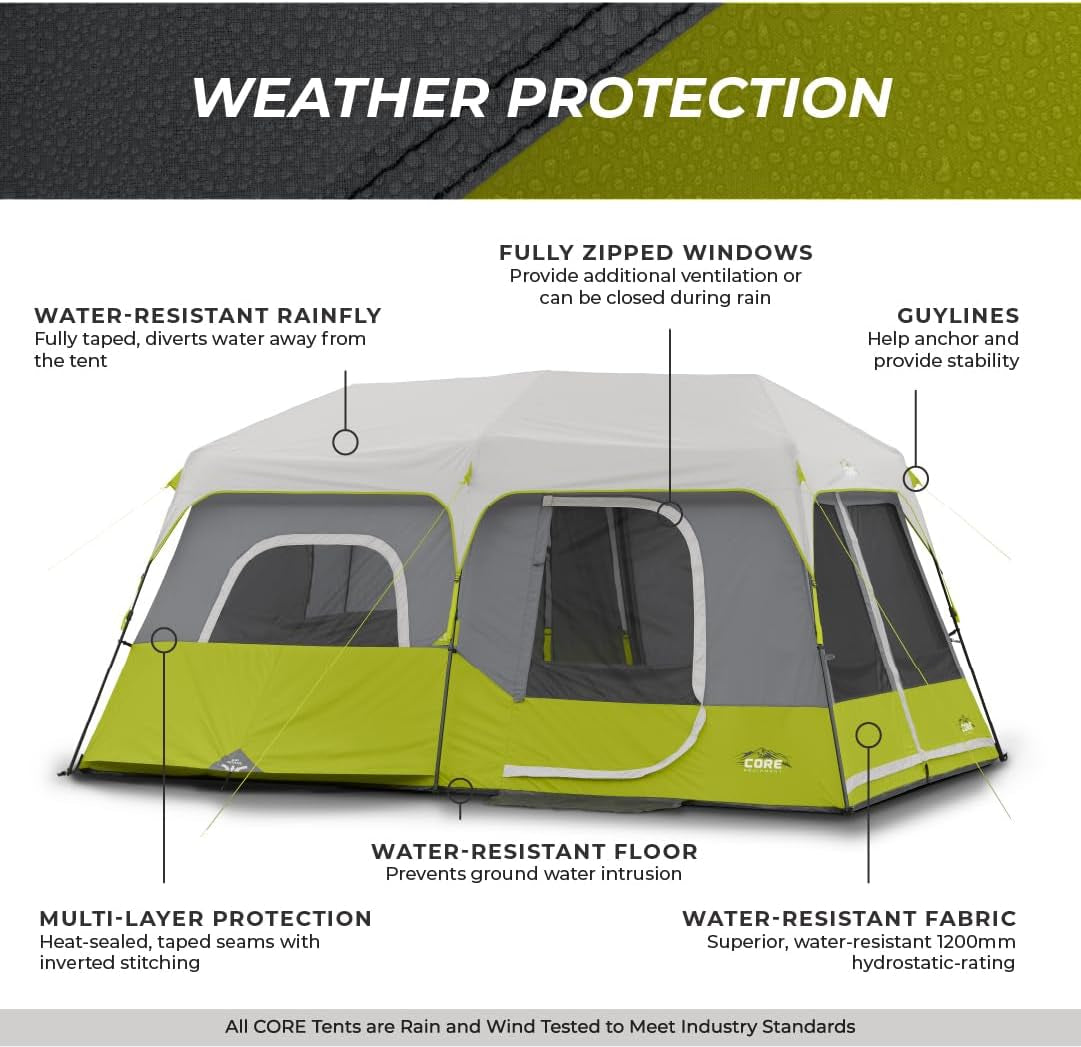 Spacious 9-Person Instant Cabin Tent - Quick Setup, Weather-Resistant, Perfect for Camping Adventures!