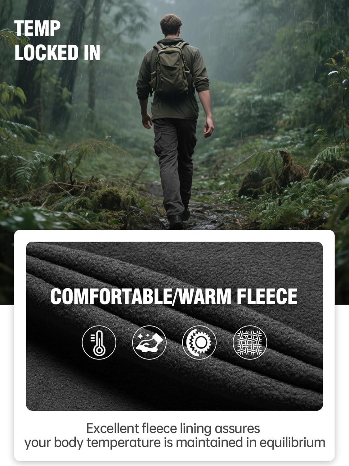 Men's Versatile Outdoor Softshell Fleece-Lined Cargo Pants for Snow, Skiing, and Hiking with Adjustable Belt